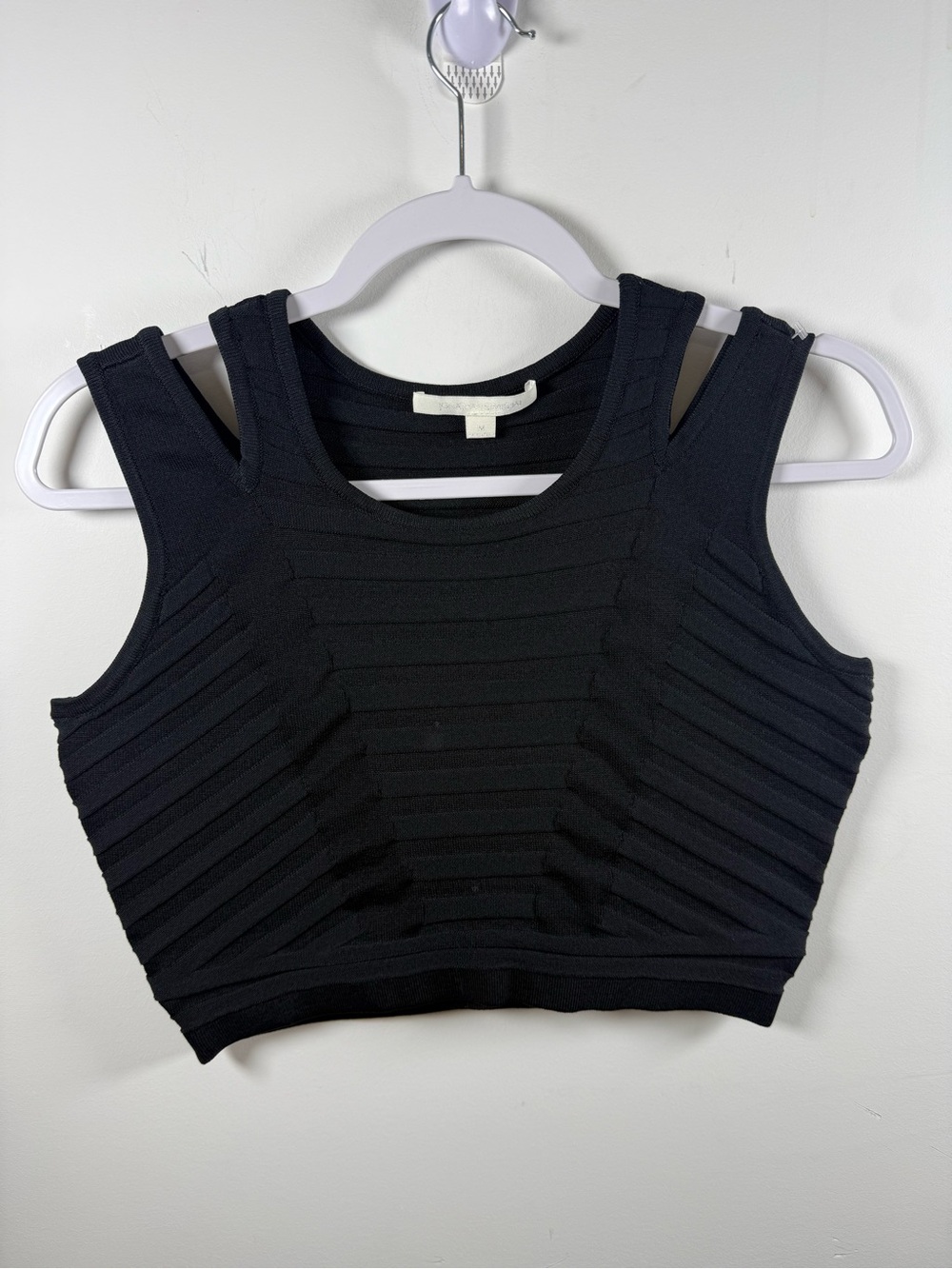 JONATHAN SIMKHAI | Ribbed Black Crop Shirt Size M